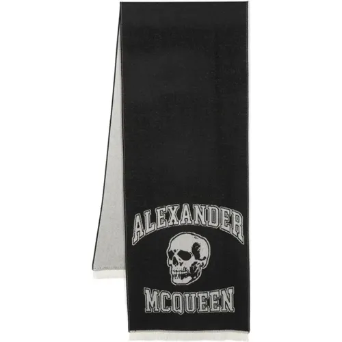 Winter Scarves, male, , Size: ONE SIZE and Gray Logo Scarf - alexander mcqueen - Modalova