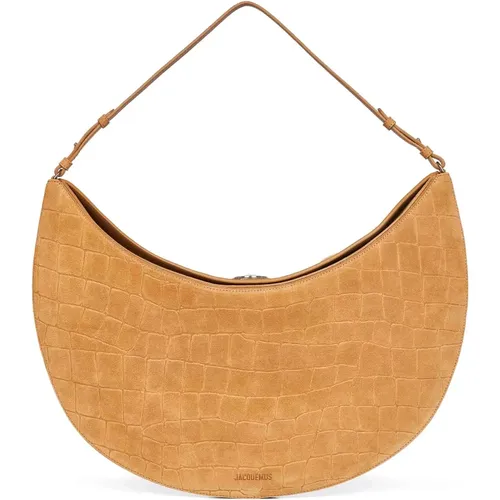Shoulder Bags, female, , Size: ONE SIZE Crocodile-Embossed Suede Hobo Bag - Jacquemus - Modalova