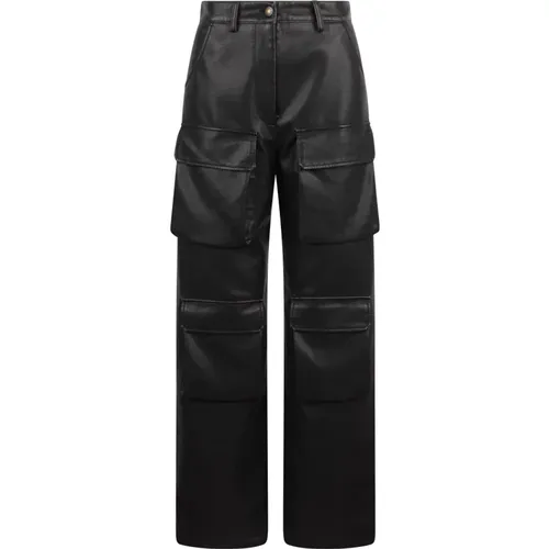 Kunstleder-Cargohose , Damen, Größe: XS - MSGM - Modalova