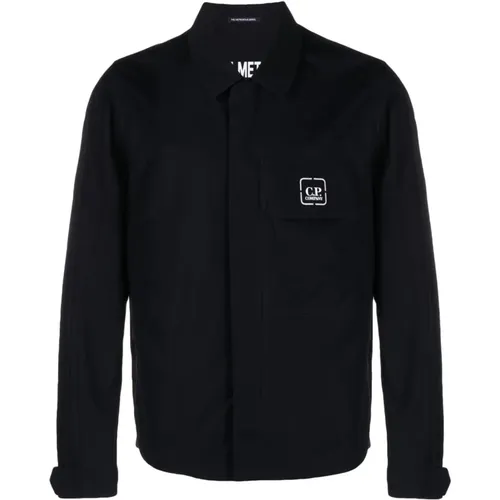 Cotton Shirt Jacket with Logo Print , male, Sizes: S - C.P. Company - Modalova