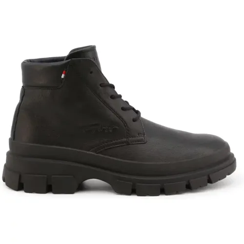 Herren Leder Stiefeletten Runde Spitze , Herren, Größe: 40 EU - Tommy Hilfiger - Modalova