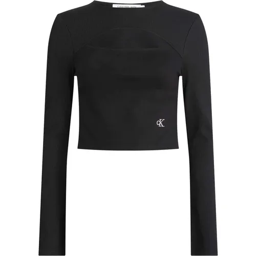 T-Shirt Milano Lang Ausgeschnittent , Damen, Größe: XL - Calvin Klein Jeans - Modalova