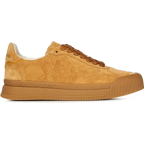 Camel Suede Leaf Logo Sneakers , male, Sizes: 7 UK, 6 UK, 10 UK - Dsquared2 - Modalova