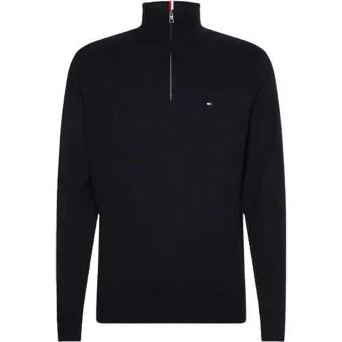 Zip-throughs, male, , Size: M Demi Zip Sweater in Cotton Cashmere Blend - Tommy Hilfiger - Modalova