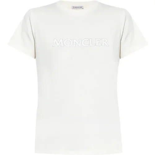 Weiße T-Shirt für Frauen , Damen, Größe: L - Moncler - Modalova