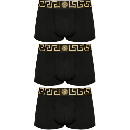 Bottoms, male, , Size: M Greca Border Briefs 3-Pack - Versace - Modalova