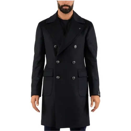 Double-Breasted Coats, male, , Size: M Men's Coat Stylish Classic Design - Tagliatore - Modalova