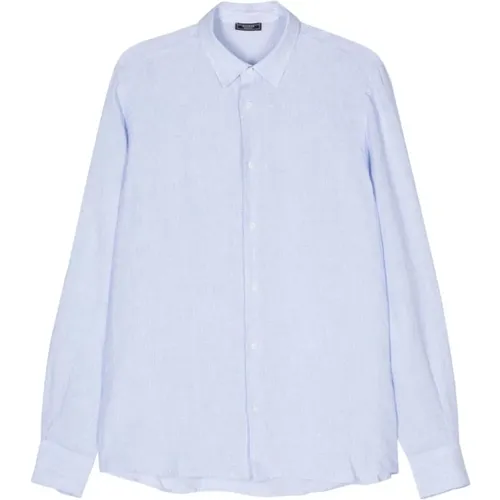 Blau/Weiß Gestreiftes Leinenhemd , Herren, Größe: 2XL - PESERICO - Modalova