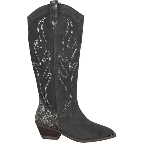 Studded Leather Cowboy Boots , female, Sizes: 6 UK, 5 UK - Alma en Pena - Modalova