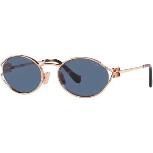 Sunglasses, female, , Size: 54 MM Rose Gold/Dark Blue Sunglasses SMU 52Ys - Miu Miu - Modalova