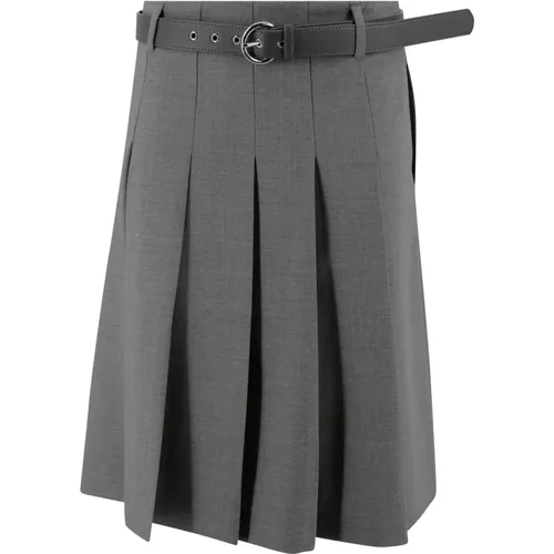 Short Skirts, female, , Size: S Pleated Wool Midi Skirt - Max Mara Studio - Modalova