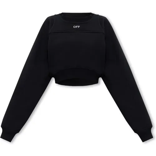 Two-layer sweatshirt , female, Sizes: M, S, XS, L - Off White - Modalova