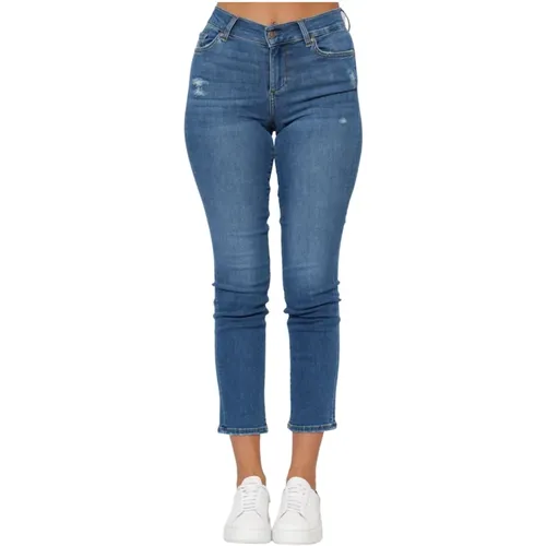 Denim Cropped Jeans with Slim Leg , female, Sizes: W24, W31 - Liu Jo - Modalova