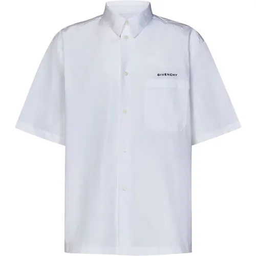 Weißes Logo-besticktes Boxy Fit Hemd , Herren, Größe: L - Givenchy - Modalova
