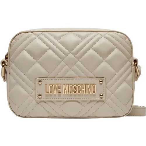 Cross Body Bags, female, , Size: ONE SIZE Quilted Pu Shoulder Bag Ivory - Love Moschino - Modalova