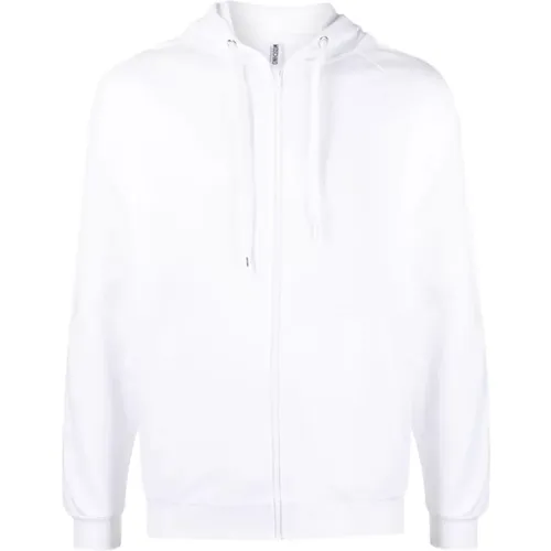 Weiße Sweatshirt mit Reißverschluss Casual Pullover Hoodie , Herren, Größe: S - Moschino - Modalova