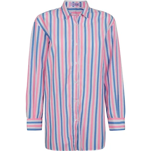 Striped Cotton Shirt with Embroidery , female, Sizes: L - MC2 Saint Barth - Modalova