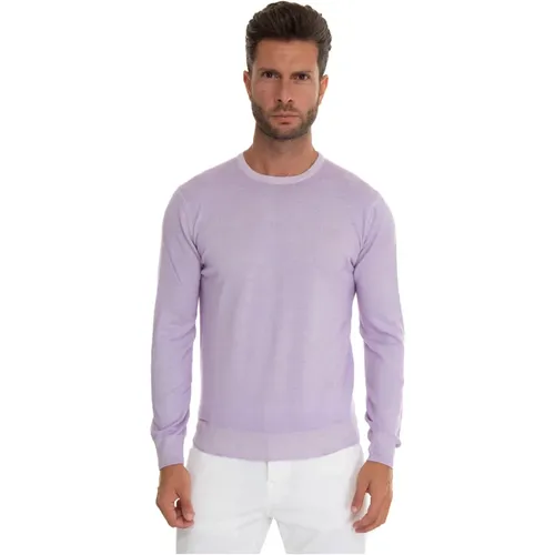 Round-neck Knitwear, male, , Size: XL Cashmere Blend Slim Fit Pullover - Hindustrie - Modalova