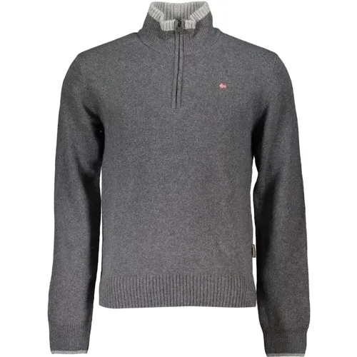 Herren Pullover Grau Langarm , Herren, Größe: M - Napapijri - Modalova