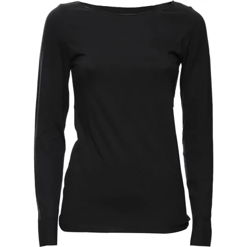 Long Sleeve Tops, female, , Size: M Boat-neck Long Sleeve T-Shirt Grey - majestic filatures - Modalova