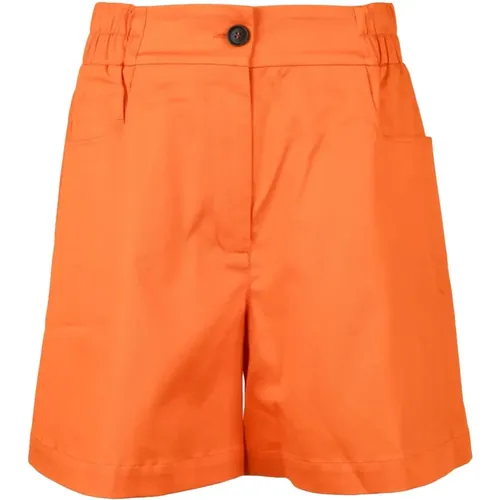 Baumwoll Elastan Shorts , Damen, Größe: M - Semicouture - Modalova