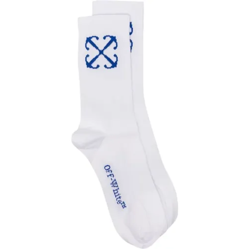 Off , Socks, male, , Size: L Blue Logo Long Socks - Off White - Modalova