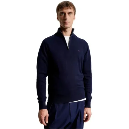 Zip-throughs, male, , Size: 2XL Demi Zip Sweater in Cotton Cashmere Blend - Tommy Hilfiger - Modalova