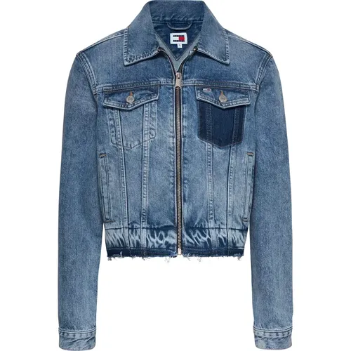 Vintage Slim Fit Denim Jacket , Damen, Größe: S - Tommy Jeans - Modalova