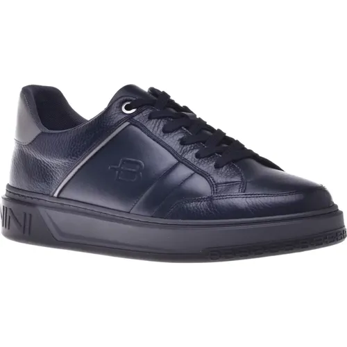 Trainers in black leather and tumbled leather , Herren, Größe: 39 EU - Baldinini - Modalova