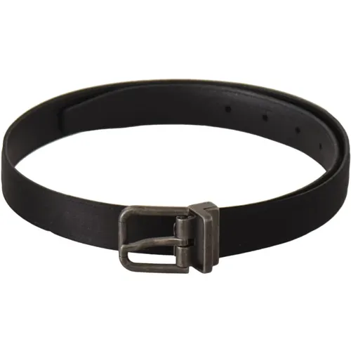 Belts, male, , Size: 75 CM Elegant Leather Belt with Metal Buckle - Dolce & Gabbana - Modalova