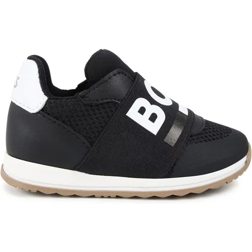 Sneakers mit Logo-Print aus Leder und Mesh - Hugo Boss - Modalova