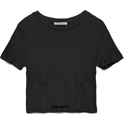 Geripptes Baumwoll-Logo-Print-T-Shirt - Hinnominate - Modalova