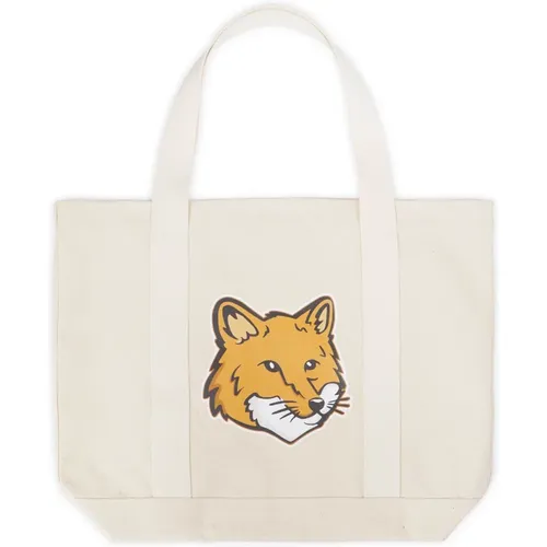 FOX Head Tote BAG , male, Sizes: ONE SIZE - Maison Kitsuné - Modalova