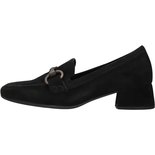 Schwarze Loafers mit Blockabsatz , Damen, Größe: 41 EU - Gabor - Modalova