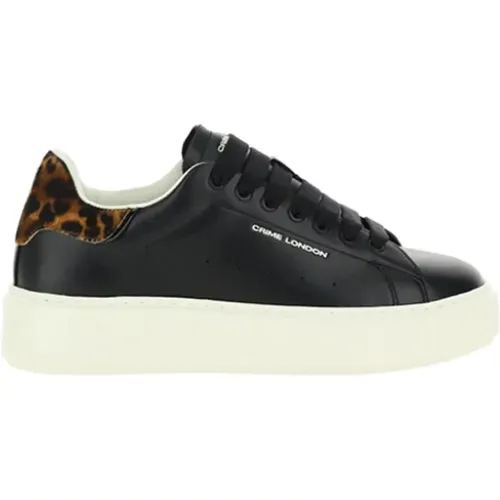 Leder Sneakers mit Aufgedrucktem Logo , Damen, Größe: 37 EU - Crime London - Modalova