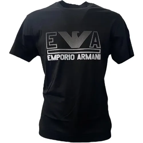 T-Shirts, male, , Size: 2XL Short Sleeve Jersey T-Shirt with Maxi Logo - XXL - Emporio Armani - Modalova