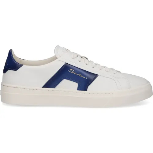 Double Buckle Low Top Sneaker , male, Sizes: 10 UK, 7 1/2 UK, 7 UK, 9 1/2 UK, 8 1/2 UK - Santoni - Modalova