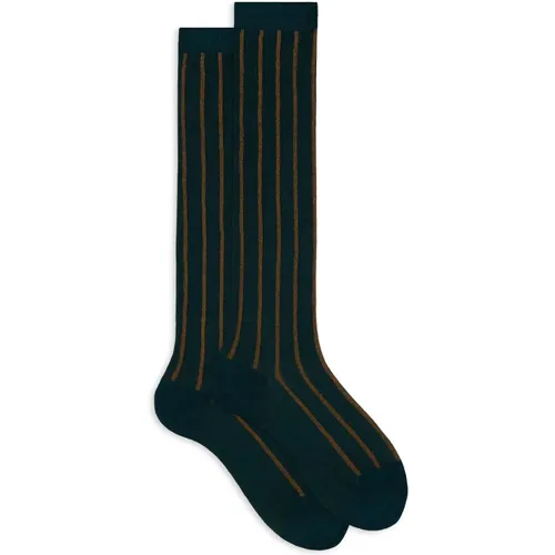 Grüne Twin-Rib Baumwollsocken , Damen, Größe: XS - Gallo - Modalova