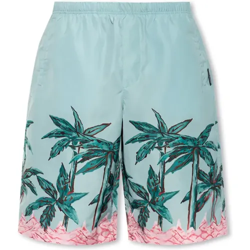 Beachwear, male, , Size: S Graphic Print Swim Shorts - Palm Angels - Modalova