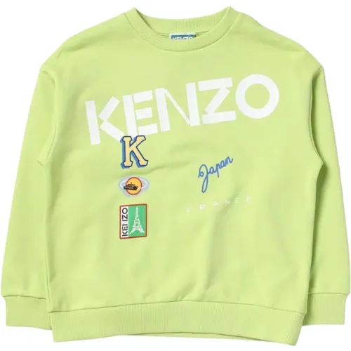 Grüner Kinderpullover mit All-Over-Logo-Print - Kenzo - Modalova