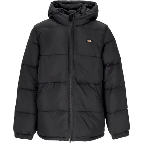 Schwarze Daunenjacke mit Kapuze wasserabweisend , Herren, Größe: XL - Dickies - Modalova