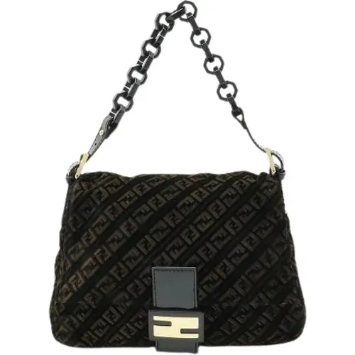 Pre-owned Shoulder Bags, female, , Size: ONE SIZE Pre-owned Velvet Shoulder Bag - Fendi Vintage - Modalova