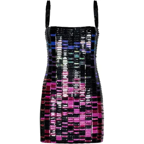 Black Sequin Front Mini Dress , female, Sizes: 2XS - The Attico - Modalova