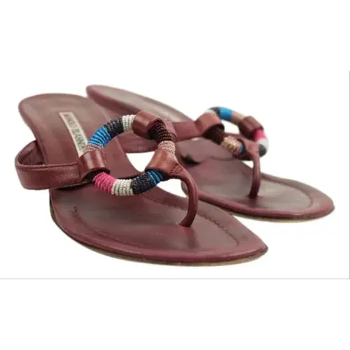 Pre-owned Sandals, female, , Size: 7 US Pre-owned Leather sandals - Manolo Blahnik Pre-owned - Modalova