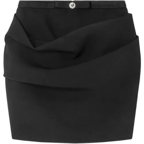 Draped Skirt with Medusa Detail , female, Sizes: XS, S - Versace - Modalova