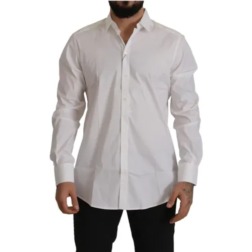 Weißes Baumwollmischung Formales Martini Hemd , Herren, Größe: 2XL - Dolce & Gabbana - Modalova