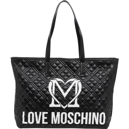 Multicolour Logo Tote Bag with Zip , female, Sizes: ONE SIZE - Love Moschino - Modalova