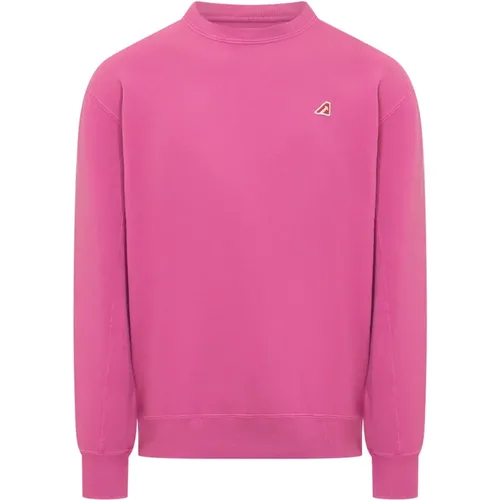 Sweatshirts, male, , Size: S Fuchsia Crew Neck Sweatshirt - Autry - Modalova