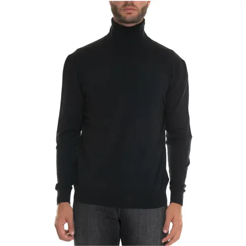 Turtlenecks, male, , Size: XL Blue Wool Turtleneck Pullover - Kiton - Modalova