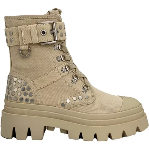 Lace-Up Boots with Chrome Studs , female, Sizes: 4 UK, 5 UK - Ash - Modalova